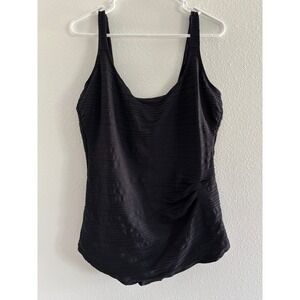 Gottex Swimsuit Women 24W Black Full Coverage Tummy Control Resort Luxury Travel